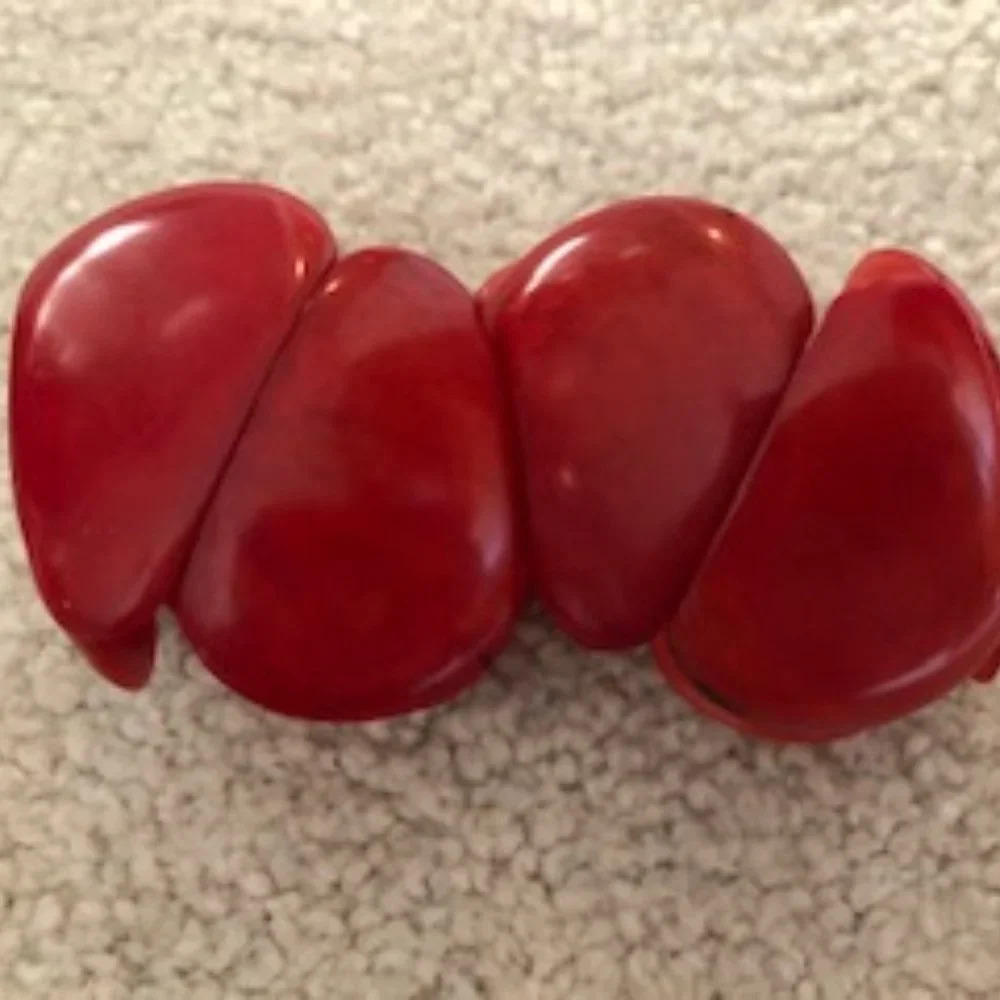 Nuna Stone Eco-friendly Stretch Boho Bracelet Red Sz OS